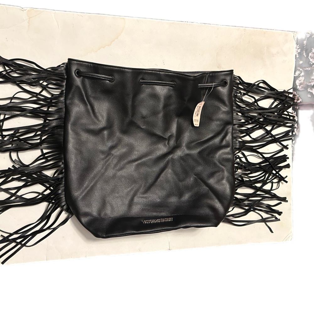 Victorias‎ Secret black fringe bag-NWT - Picture 1 of 5